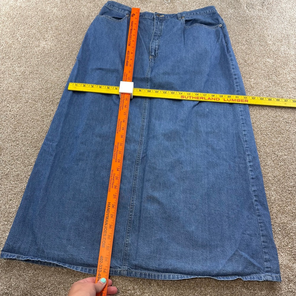 Crazy Horse Vintage Denim Maxi Skirt 16 Blue High Rise Long Slit Y2K - Picture 8 of 11